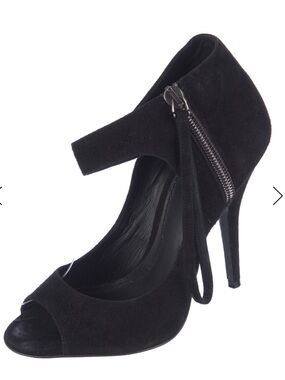 Givenchy Black Suede Peep-Toe Stiletto with Side Zip size 6.5